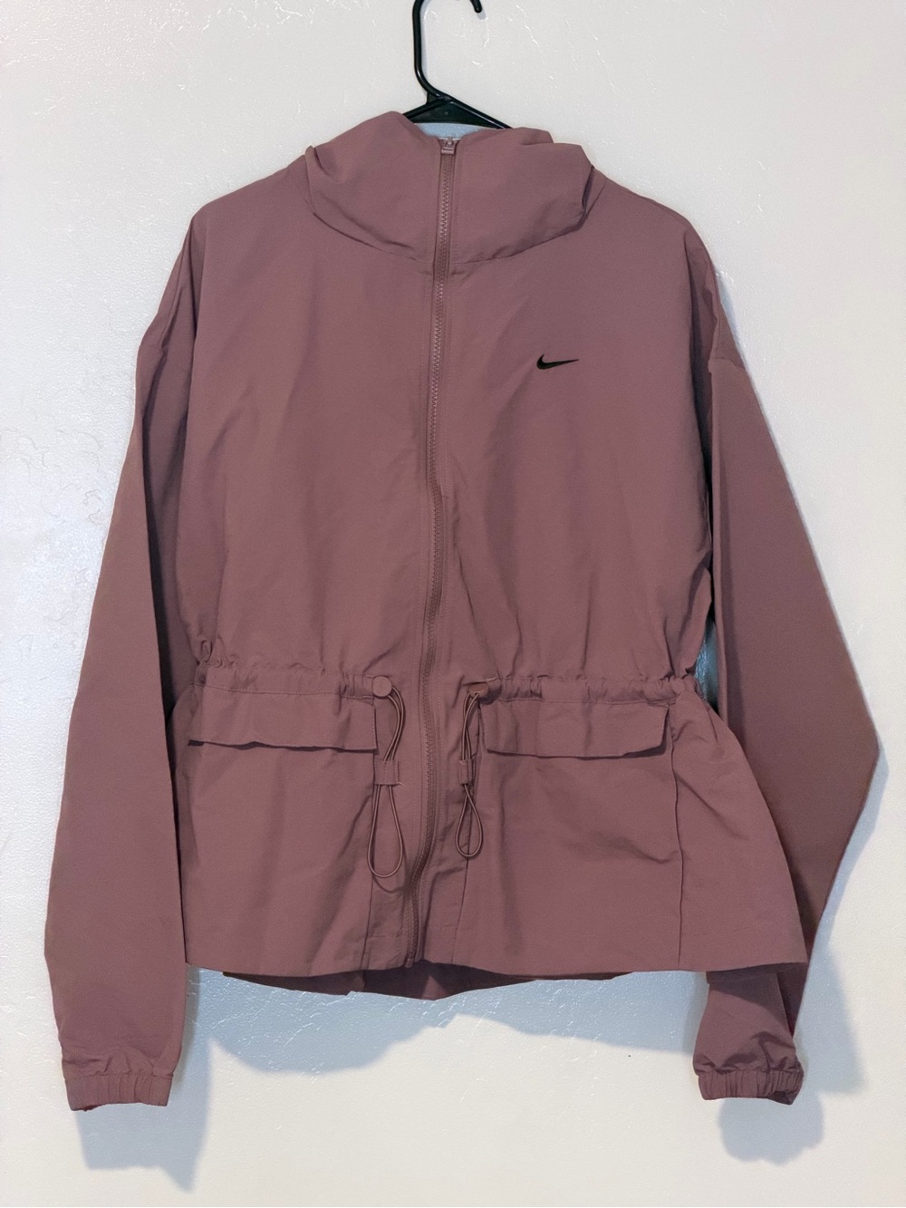 Nike Mauve Hooded Windbreaker Jacket with Drawstring Waist